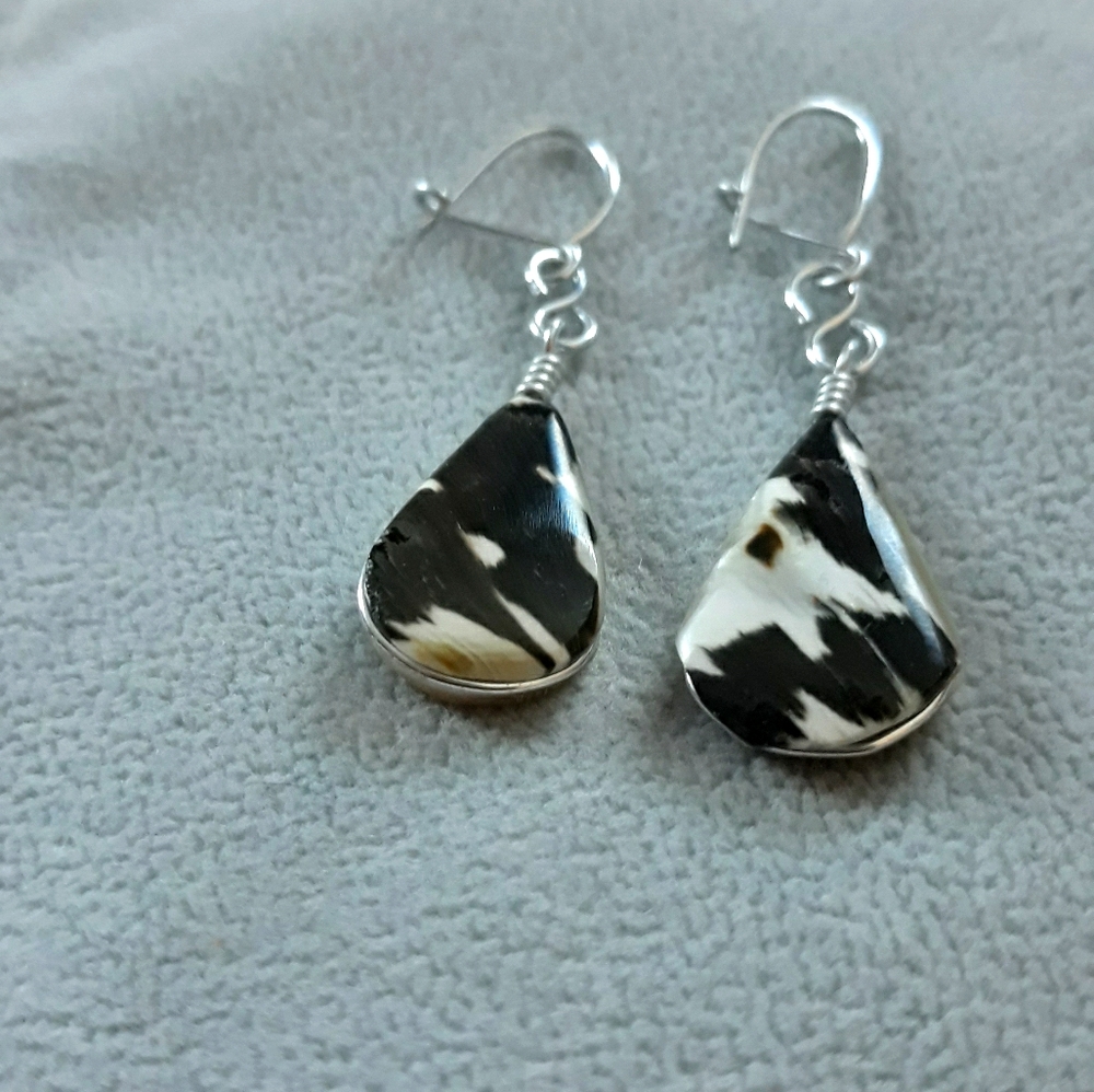 Reversible sided stone earrings